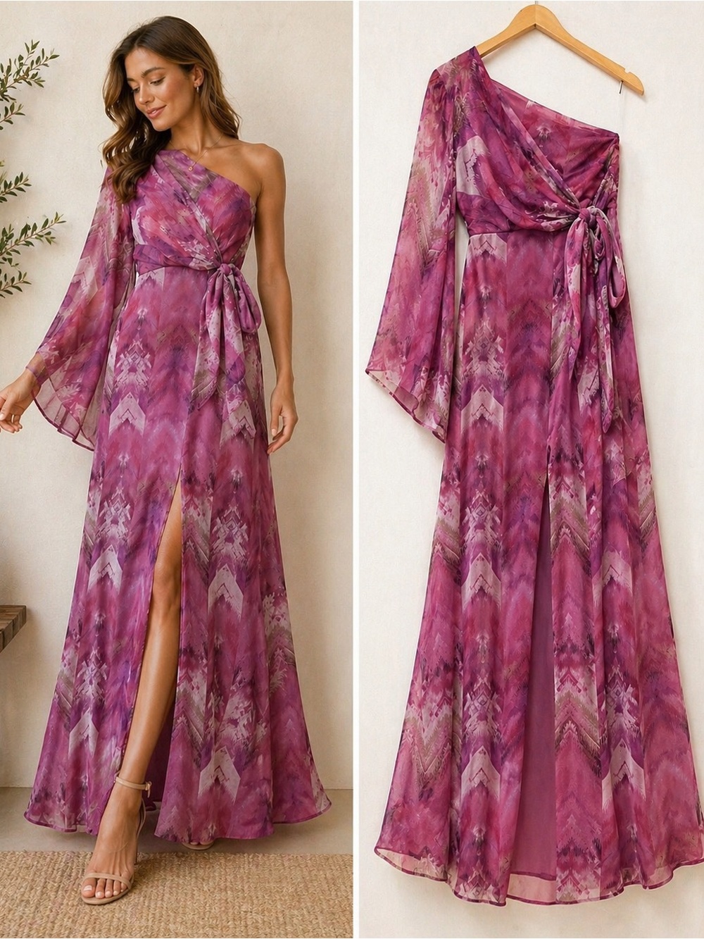 Nikita Mhaisalkar One Shoulder Mauve Sheer Maxi Dress Size 4 Anthropologie NWT